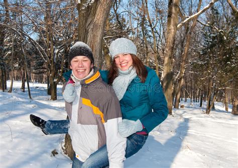 couple playing with snow stock image image of happiness