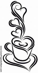 Coloring Coffee Printable Pages Stencils Stencil Cup Wood Burning Mug Silhouette Pattern Drawing Patterns Color Adult Designs Crafts Use Templates sketch template