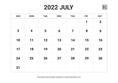 printable july  calendar blank templates