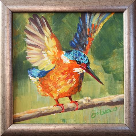 bird alcyone lat halcyon small painting   artfinder