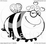 Chubby Amorous Bee Outlined Clipart Cartoon Cory Thoman Coloring Vector sketch template