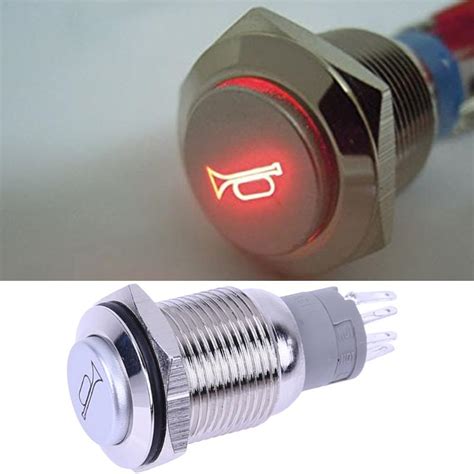 universal car push button mm  red led momentary push button metal