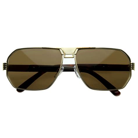 Mens Optical Quality Premium Square Metal Aviator Sunglasses Zerouv