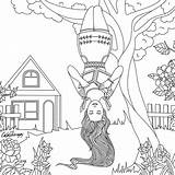 Coloring Girl Therapy Tree sketch template