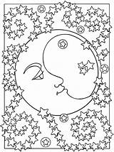 Coloring Pages Adult Sun Moon Stars Popular sketch template