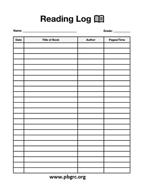printable reading log templates reading log  daily reading log