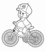 Riding Bicycle Cartoon Kid Coloring Stock Illustration Children sketch template