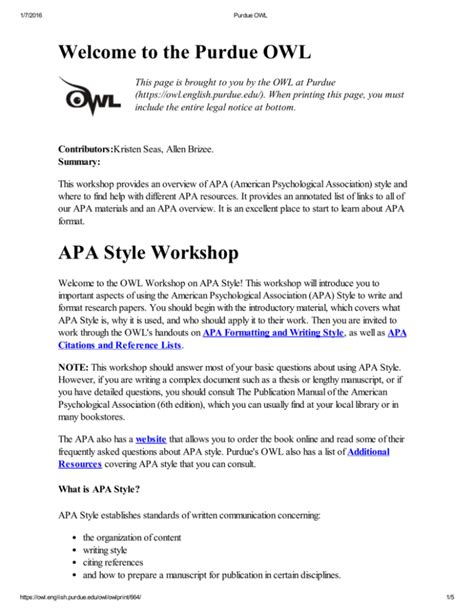 purdue owl  style reference page writing style  guides