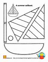 Printable Craft Crafts Summer Sailboat Kids Preschool Beach Activity Coloring Sheets Boat Cut Worksheets Pages Children Shape Activities Ship Kinder sketch template
