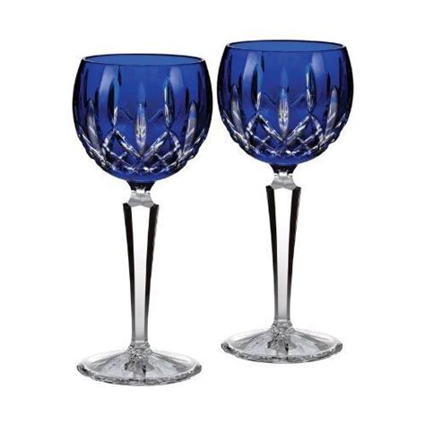 Waterford Crystal Lismore Cobalt Blue Hock Wine Glasses Pair New In