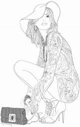 Coloring Pages Fashion Adult People Book Books Printable Mcm Colouring Mode Adults Model Woman Disney Girls Choose Board Drawing Designs sketch template