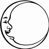 Moon Crescent Clipart Coloring Line Outline Template sketch template