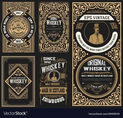 set    labels western style royalty  vector image