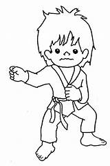 Karate Coloring Pages Playing Kid Kids Punching Techniques Outside Drawing Getdrawings Comments sketch template