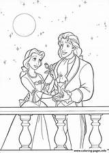 Balcony Coloring Prince Beast Belle E517 Disney Beauty Pages Printable sketch template