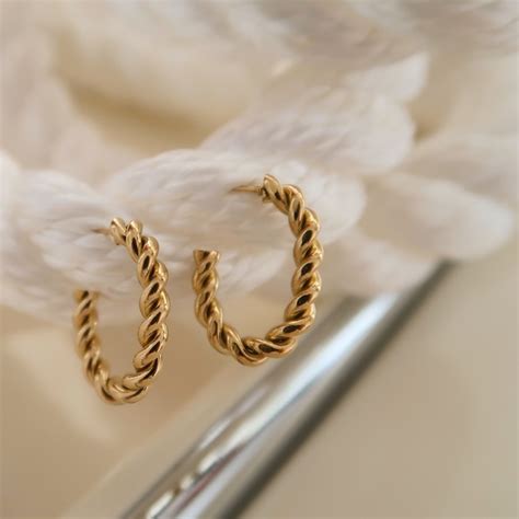 dear mumu jewelry 8k kiara gold twist rope hoop earrings poshmark