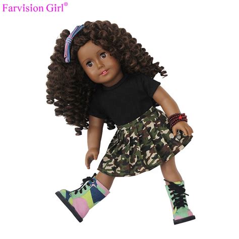 Plastic Black Fashion Doll American Girl Doll 18 Inch For