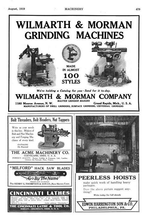 Machinery Magazine Augest 1919 Featuring Sloan And Chace