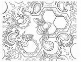 Adult Bee Pages Honey Coloring Bees Bohemian Printable Color Sheets Zentangle Aztec Drawing Choose Board Book Etsy Cool Template sketch template