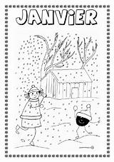 Coloriage Mois Book Jacket Lannee Annee Billboard Kinder Alphabet Silhouettes Kindergarten Preschool January Garden Cover sketch template