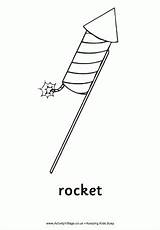 Colouring Raket Fireworks Bonfire Sparkler Pagina Firework Rockets Tekenen Doodles Activityvillage Kleurplaten sketch template