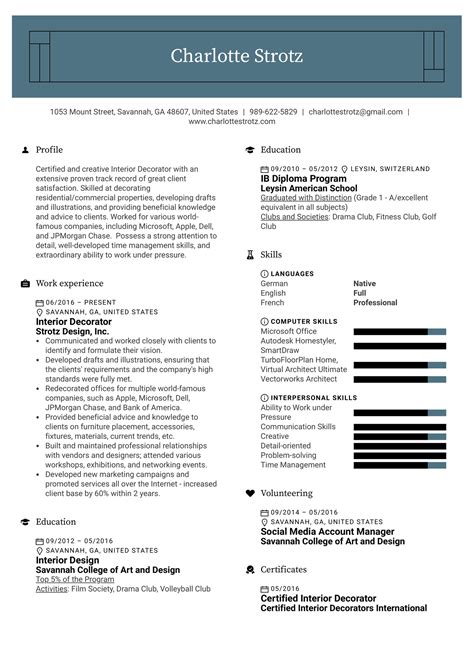 interior designer resume writing guide  examples riset