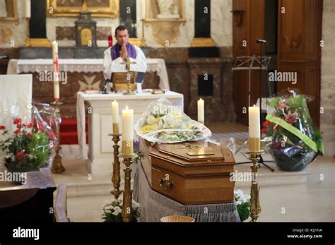 catholic funeral mass   church france stock photo alamy