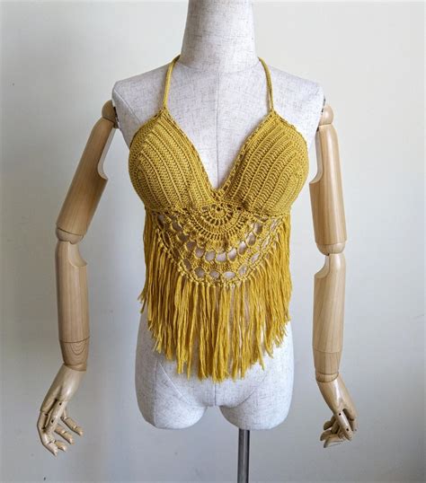 handmade crocheted bikini top soft cotton yarn crochet top etsy