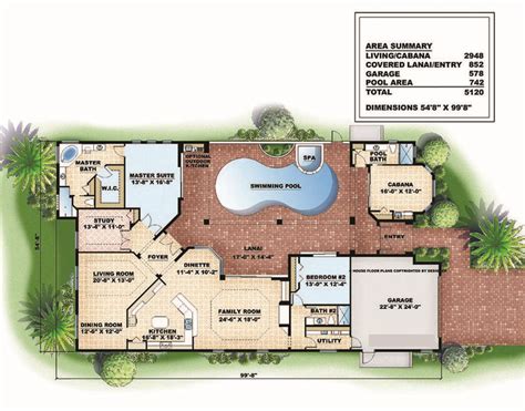 tuscan courtyard house plan includes  bedrooms  baths   car garage  total