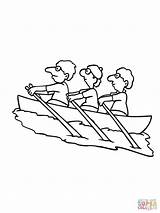 Pages Rowing Coloring Boat Kayak Team Kids Drawing Printable Paddle Color sketch template