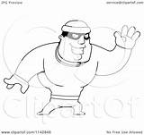 Waving Robber Male Clipart Cartoon Outlined Coloring Vector Thoman Cory Royalty sketch template