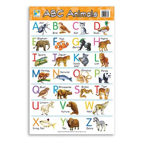 wall chart abc animals boss school  office supplies