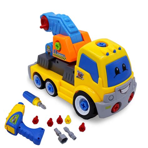 family smiles kids tow truck   toy educational stem building
