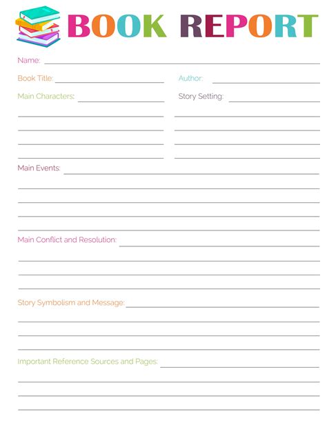 page book report template