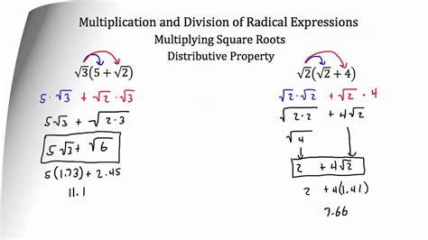operations  radical expressions multiplication  division youtube