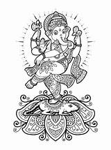 Ganesha Mandala Coloring Premium Vector Book sketch template