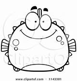 Smiling Cartoon Coloring Chubby Blowfish Clipart Cory Thoman Outlined Vector sketch template