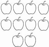 Apples Ten Apel Buah Counting Kartun Super sketch template