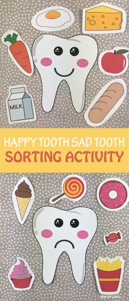 happy tooth sad tooth dental health sorting game activity