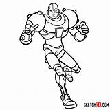 Titans Teen Cyborg Draw Drawing Sketchok Cartoon Step Easy sketch template
