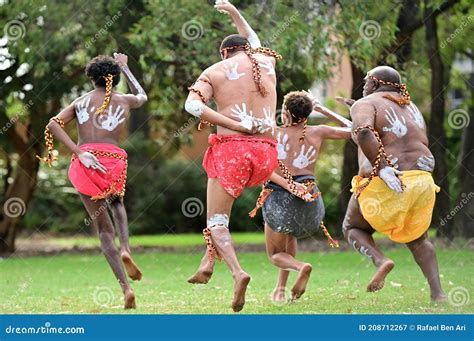 Aboriginal Australians People Dancing Traditional Dance During