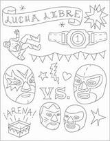 Coloring Loteria Libre Pages Embroidery Template Nacho Mask Lucha Patterns Luchador sketch template