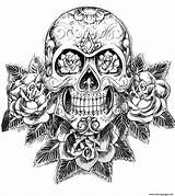 Coloring Skull Pages Sugar Roses Adult Print Popular sketch template