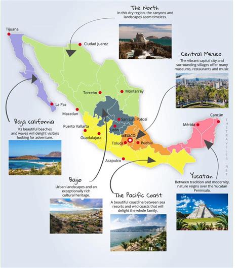 tourist map  mexico tourist attractions  monuments  mexico