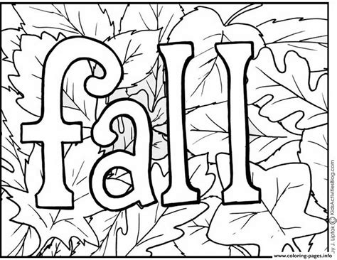 fall autum text coloring page printable