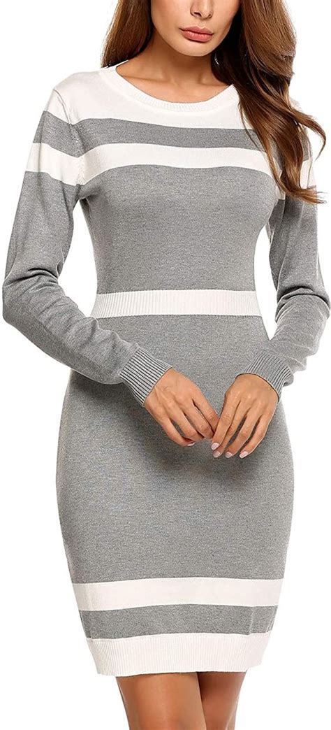 beyove long sleeve sweater dress for women colorblock