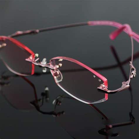 new brand design titanium eyeglasses rimless women diamonds decorations