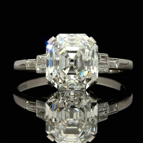 stunning  carat asscher cut diamond platinum ring  sale  stdibs