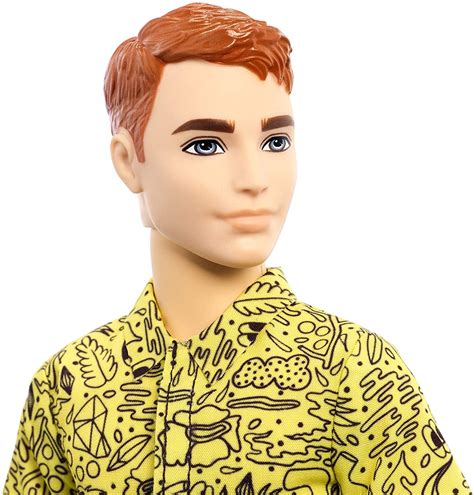 barbie fashionistas ken doll  red hair  graphic yellow shirt