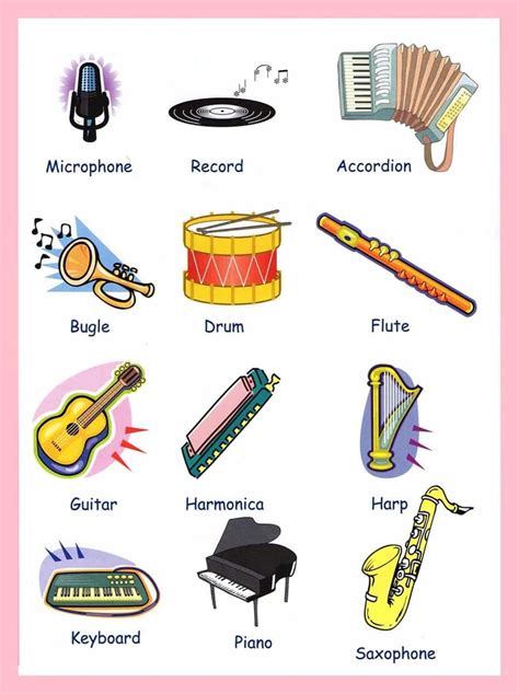 learn english vocabulary  pictures musical instruments learn